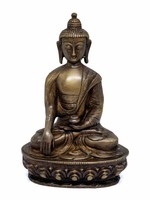 Statue Buddha Shakyamuni aus Messing und Bronze, 20cm