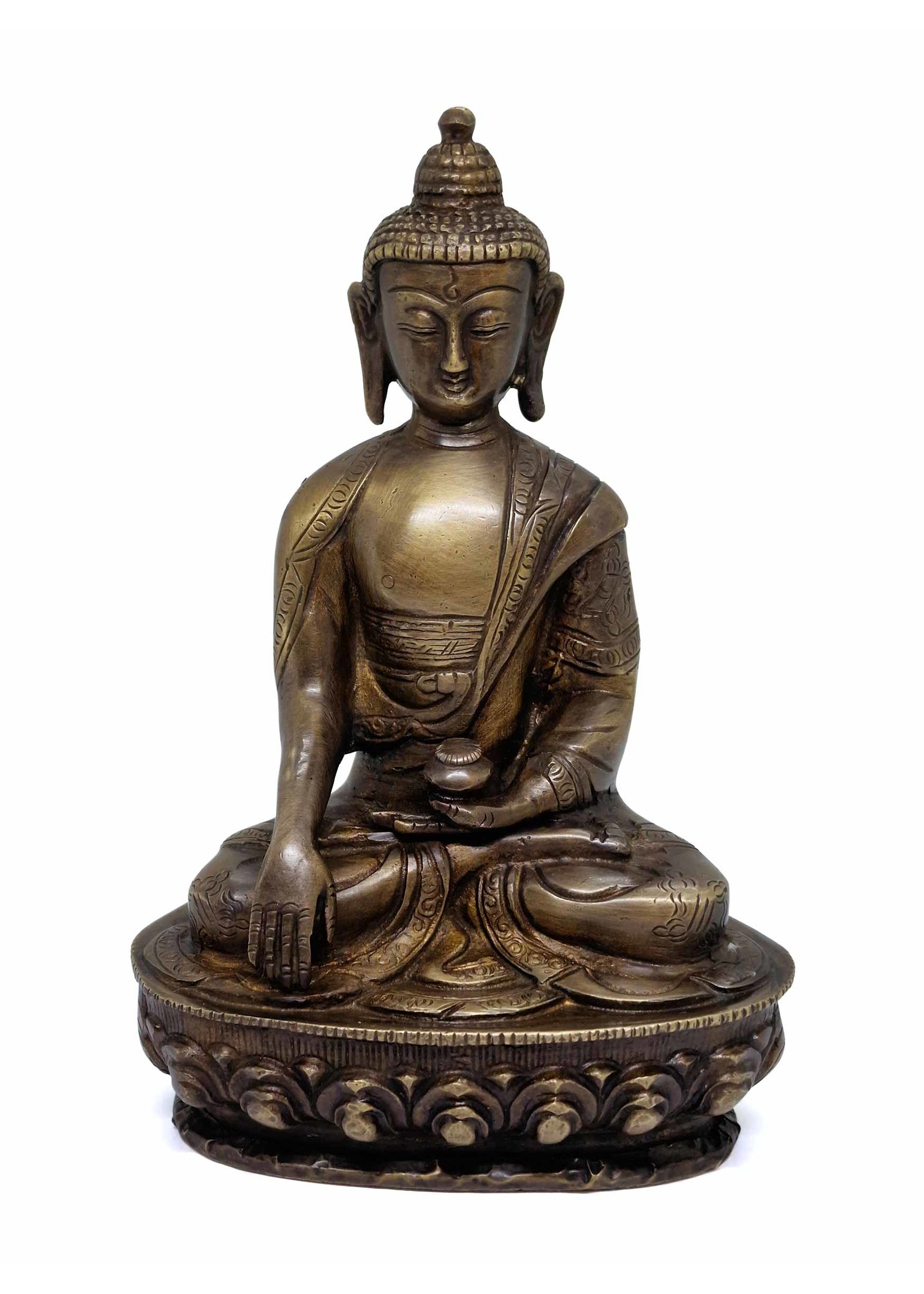 Statua Buddha Shakyamuni, ottone e bronzo, 20cm