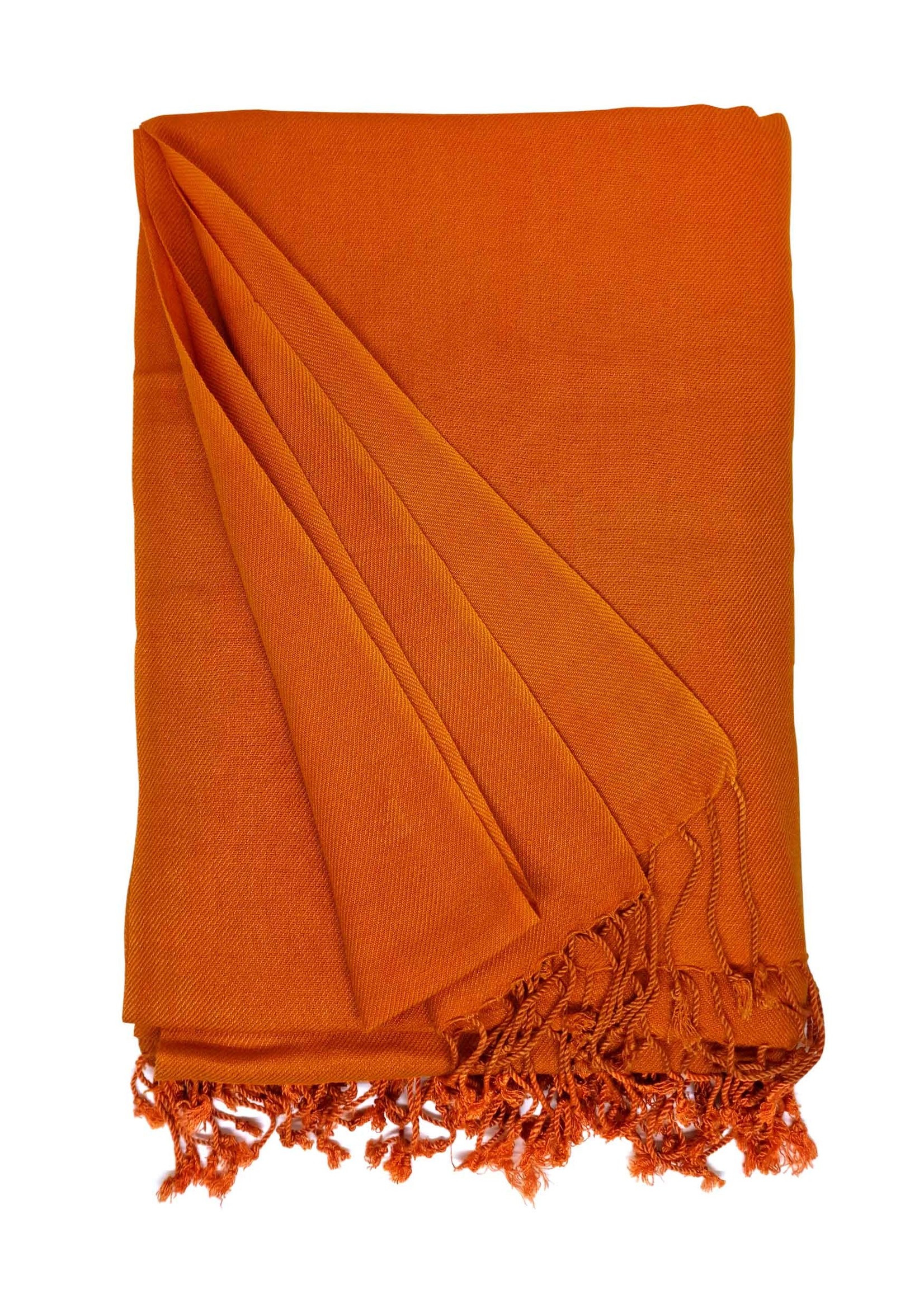 Châle tibétain de méditation, Pashmina en soie, orange