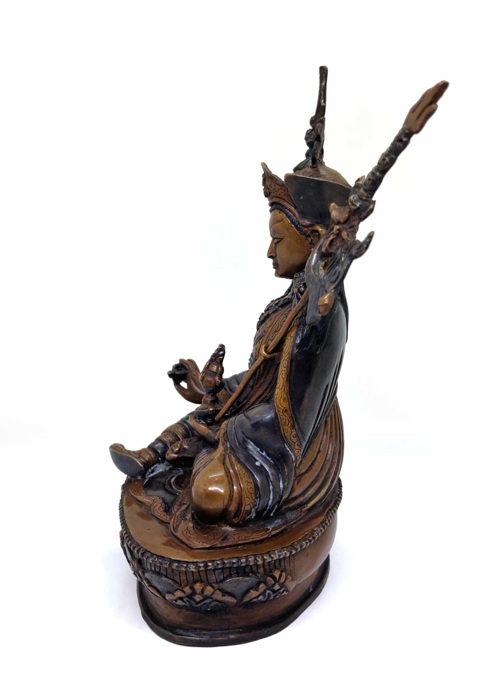 Statue Guru Rinpochen (Padmasambhava) aus Messing und Bronze