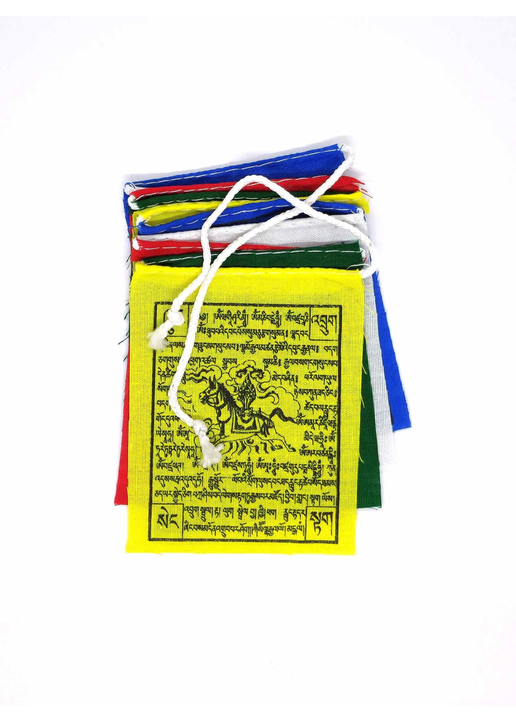 Mini drapeau de prière tibétain en coton fait à la main, 7 x 8.5 cm, 75 cm