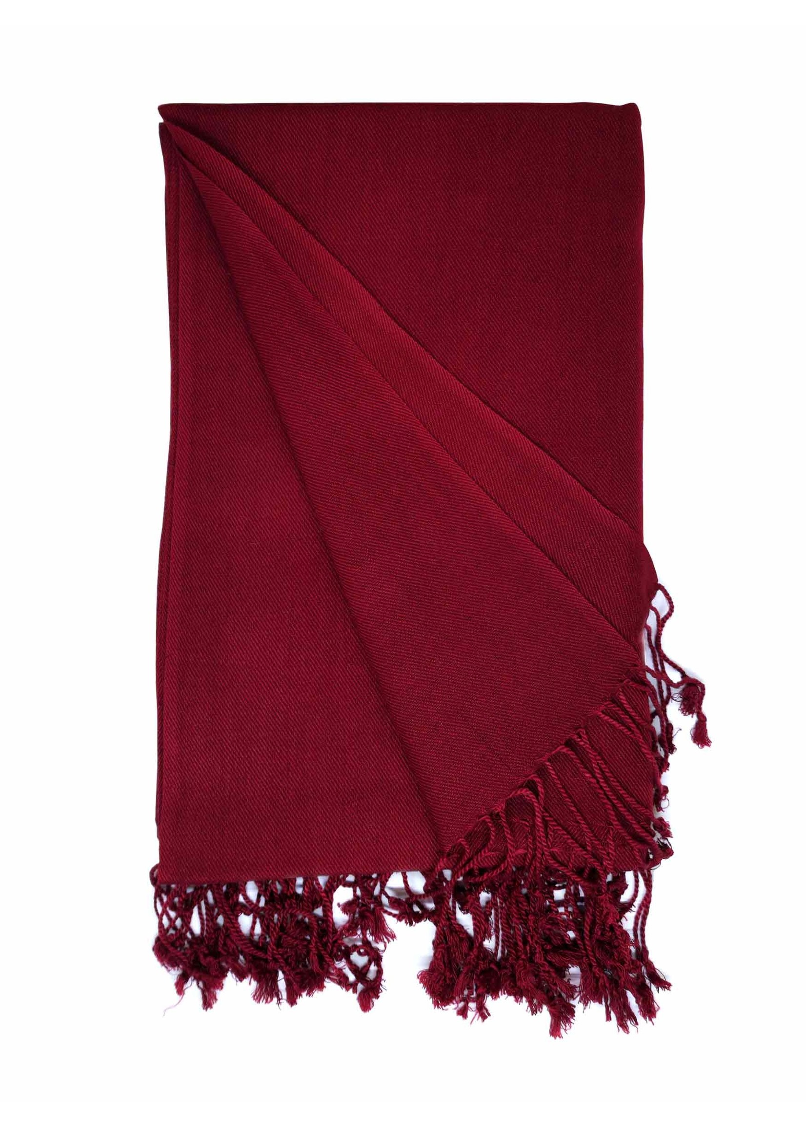 Tibetischer Schal Meditation, Pashmina-Seide, kastanienbraun