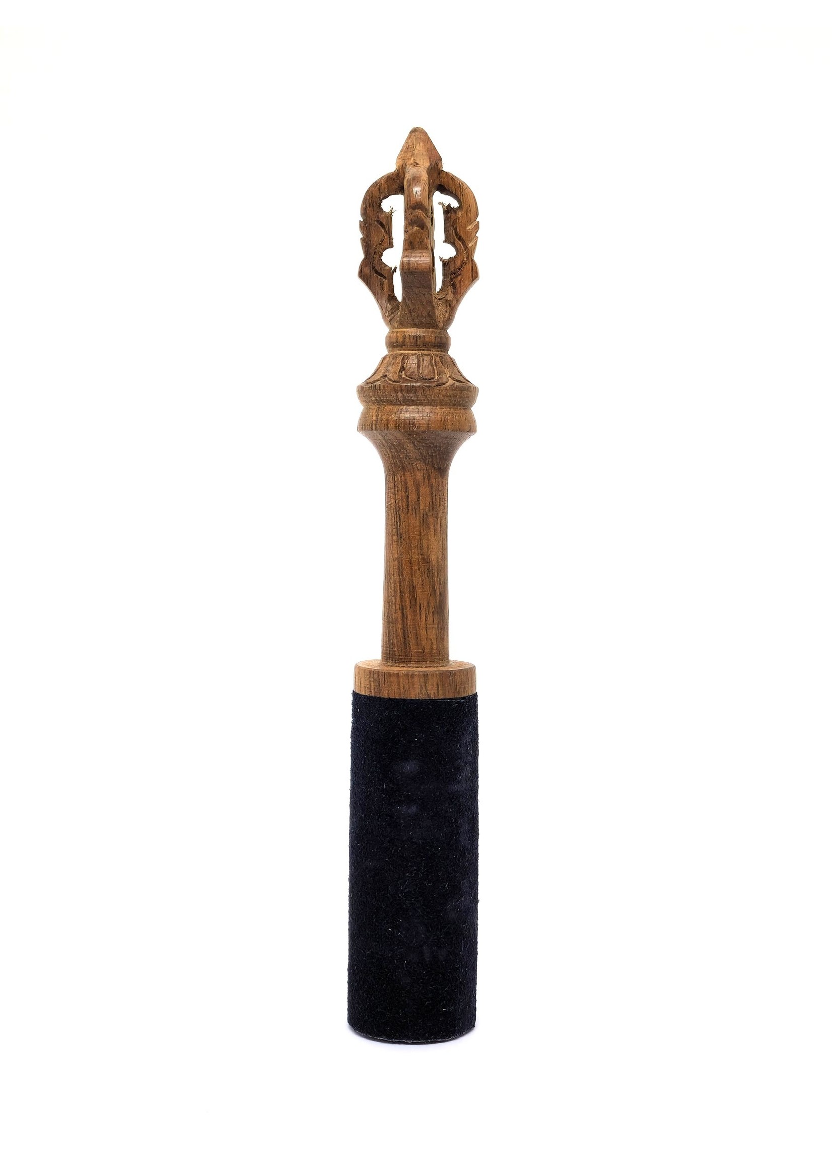 Wooden Mallet For Singing Bowls With Hand Carved Dorje