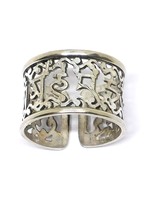 Tibetan Finger Ring With Adjustable Size, Cut Out Mantra "Om Mani Padme Hum"