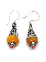 Boucles d'oreilles tibétaines en ambre