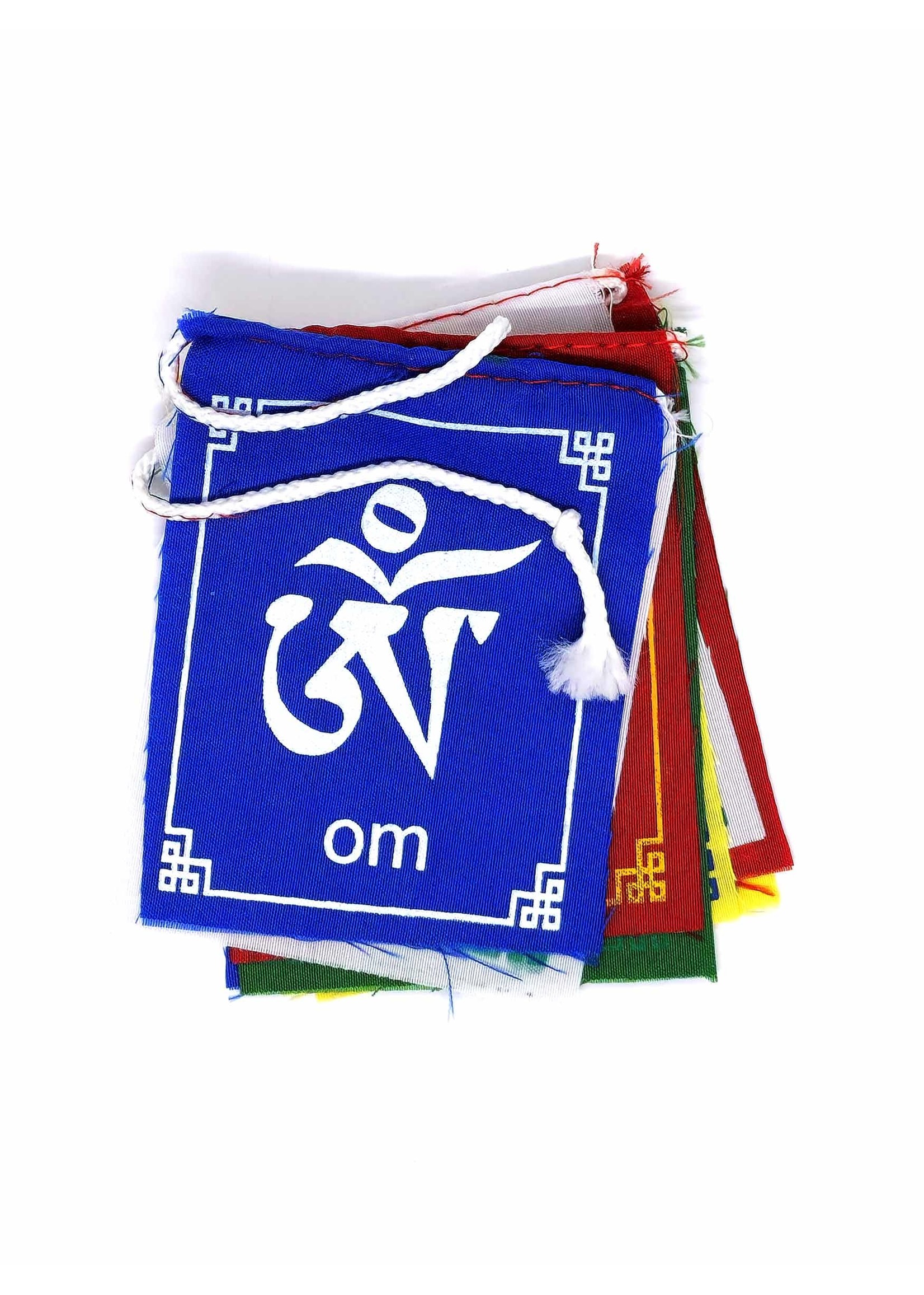 Drapeau de prière tibétain "Om Mani Padme Hum", Mini, 6.5 x 7.5 cm, 65 cm