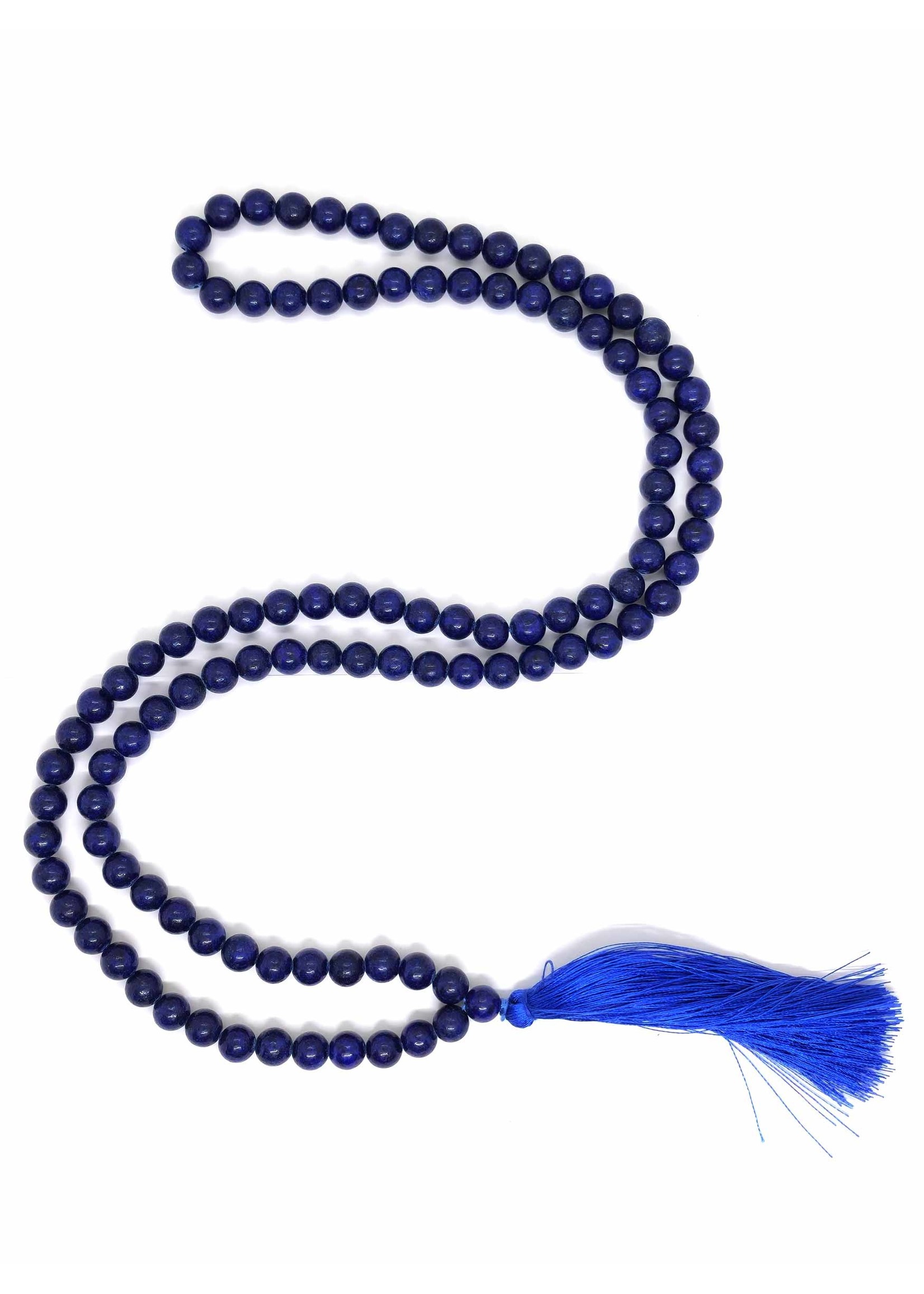 Collier de prière tibétain en lapis-lazuli avec pompon