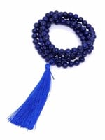 Collier de prière tibétain en lapis-lazuli avec pompon