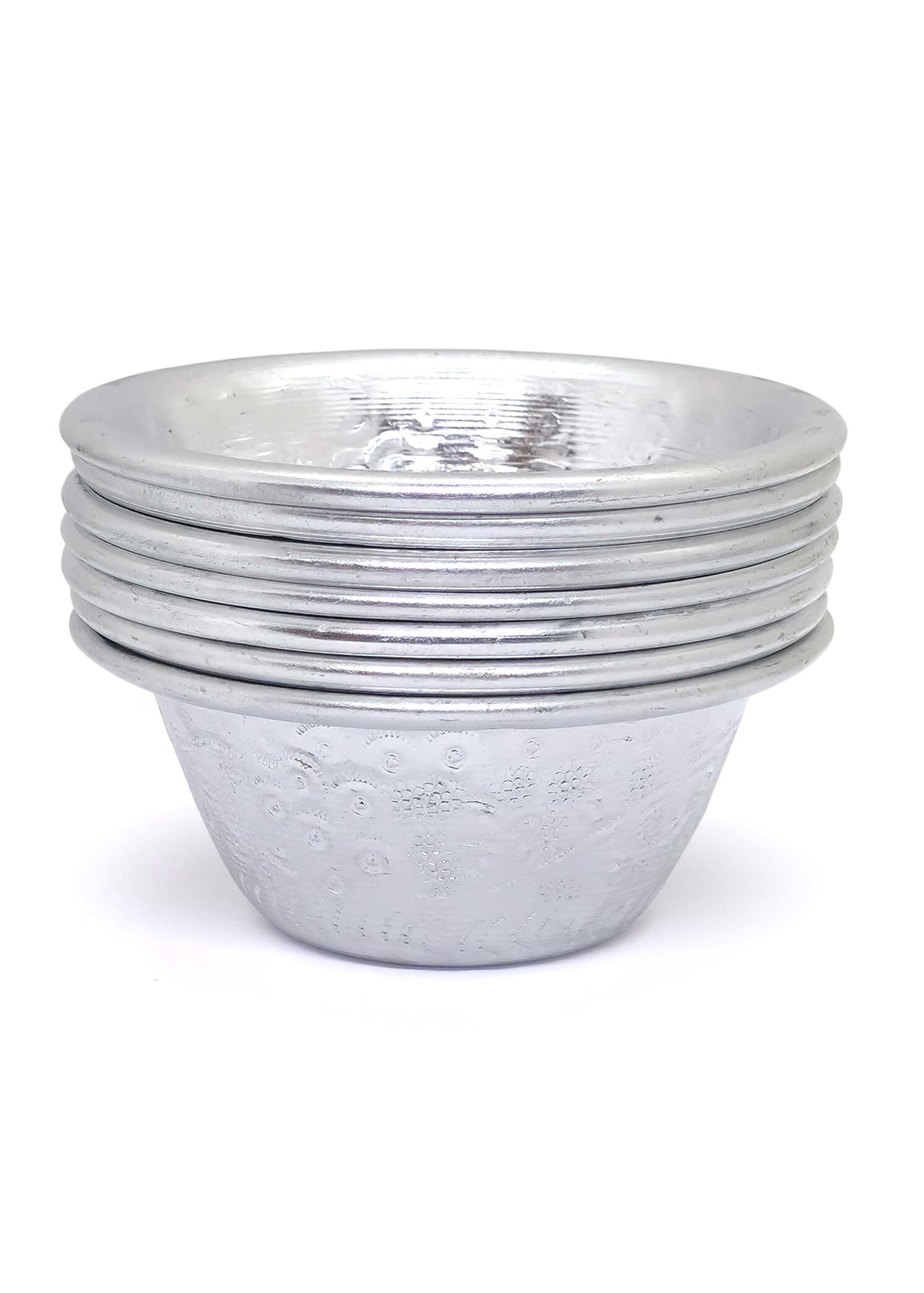 Tibetan Water Offering Wowl Made Of White Metal With Engraving (Set Of 7)