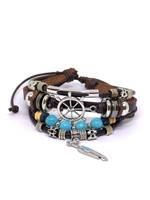 Bracciale in pelle Dharma Wheel marrone scuro