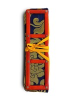 Dharma-Buchhülle aus Brokat mit Bambusrahmen, blau
