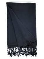 Châle tibétain de méditation, Pashmina en soie, noir