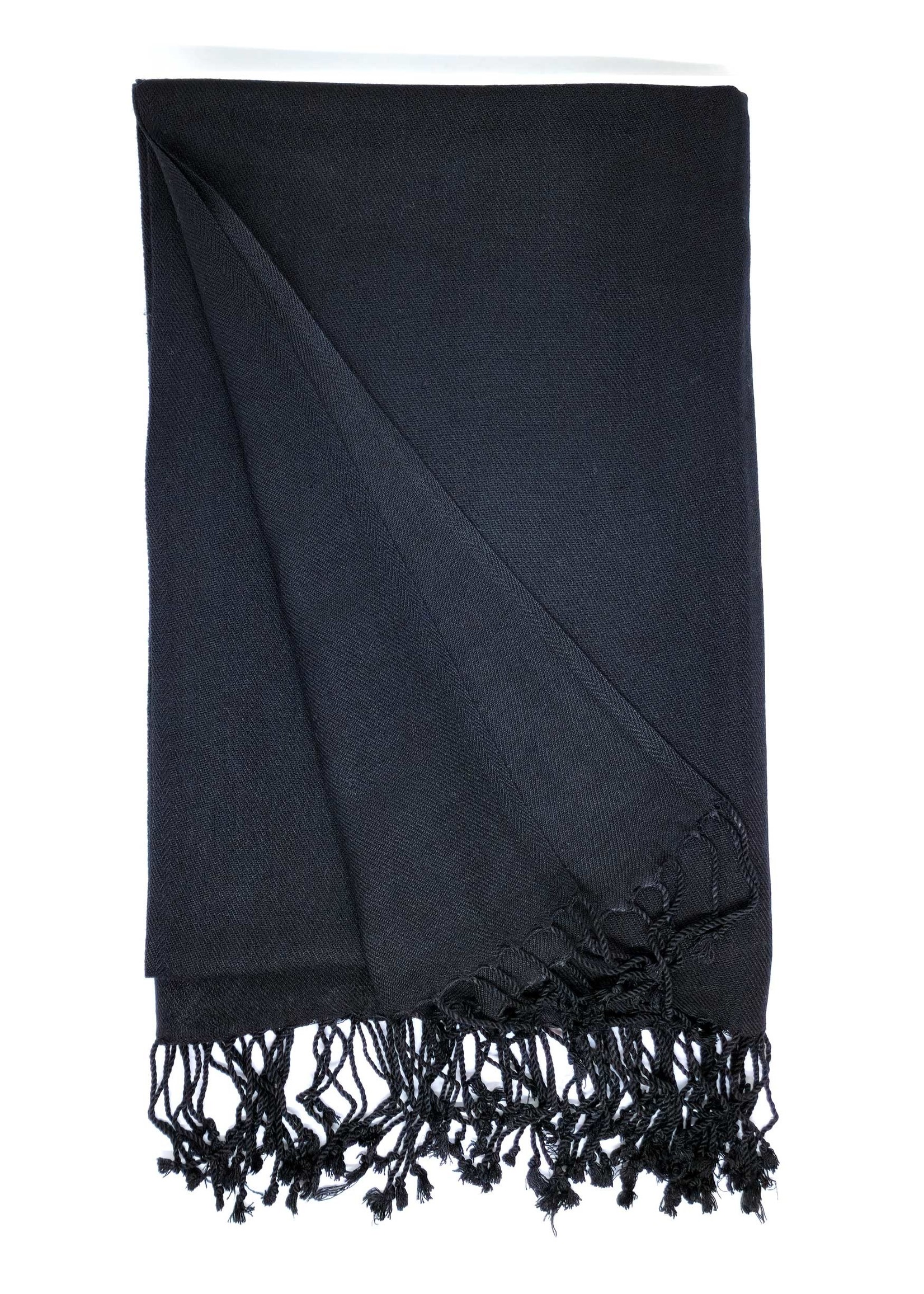 Châle tibétain de méditation, Pashmina en soie, noir