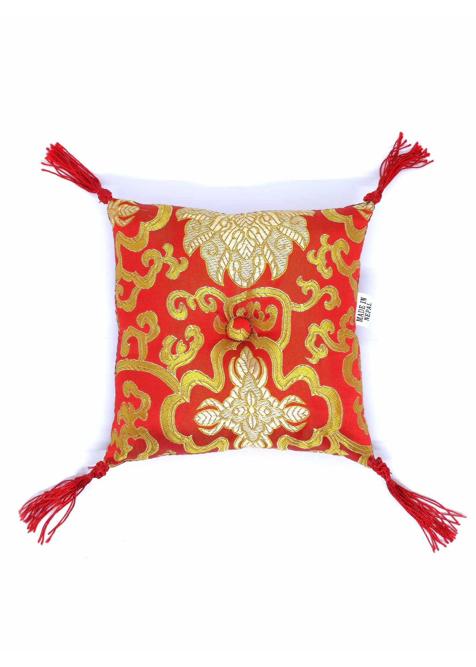 Coussin de satin pour bol chantant rouge carré