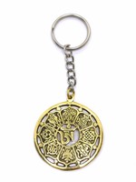 Keychain with Cut-Out Designs of "Om" and "8 Tibetan Auspicious Signs"