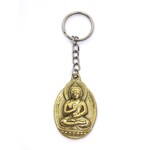 Porte-clés en laiton tibétain avec sculpture de Bouddha