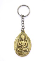 Portachiavi tibetano in ottone con incisione di Buddha