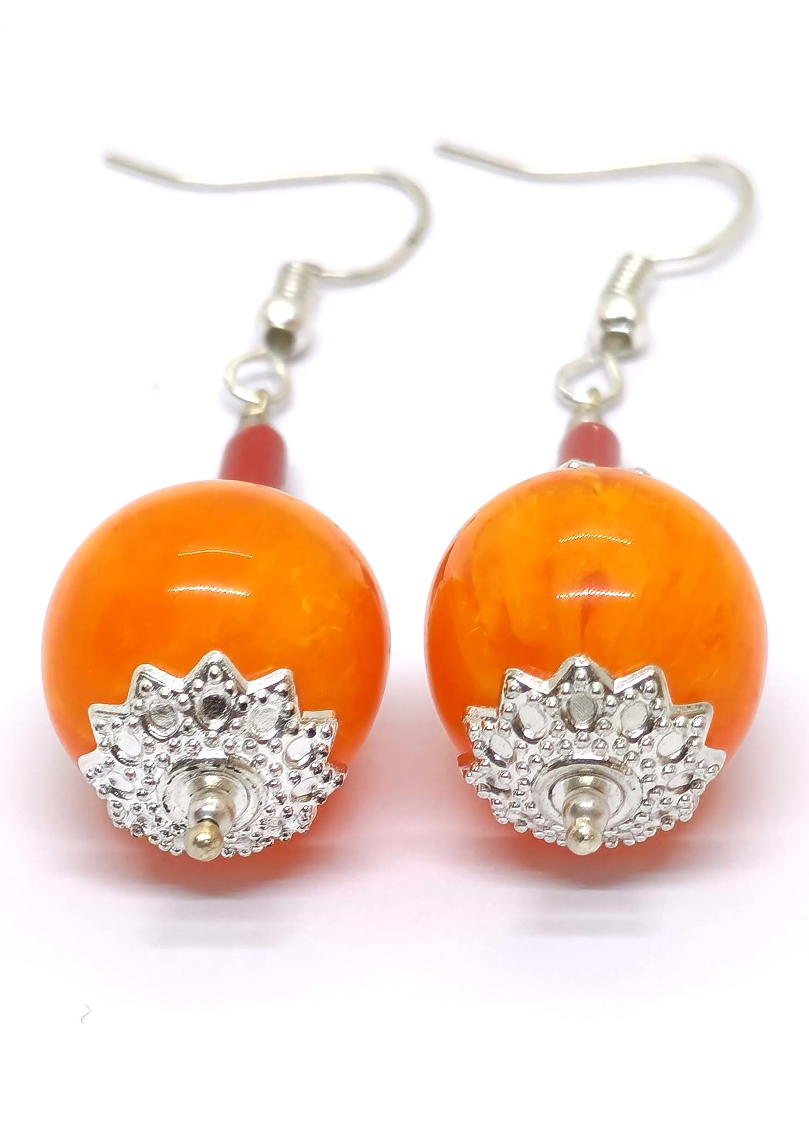 Boucles d'oreilles tibétaines en ambre, Nangsa
