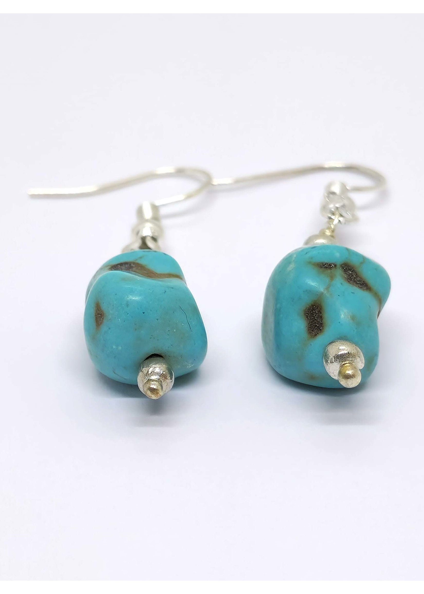 Boucle d'oreille en turquoise tibétaine