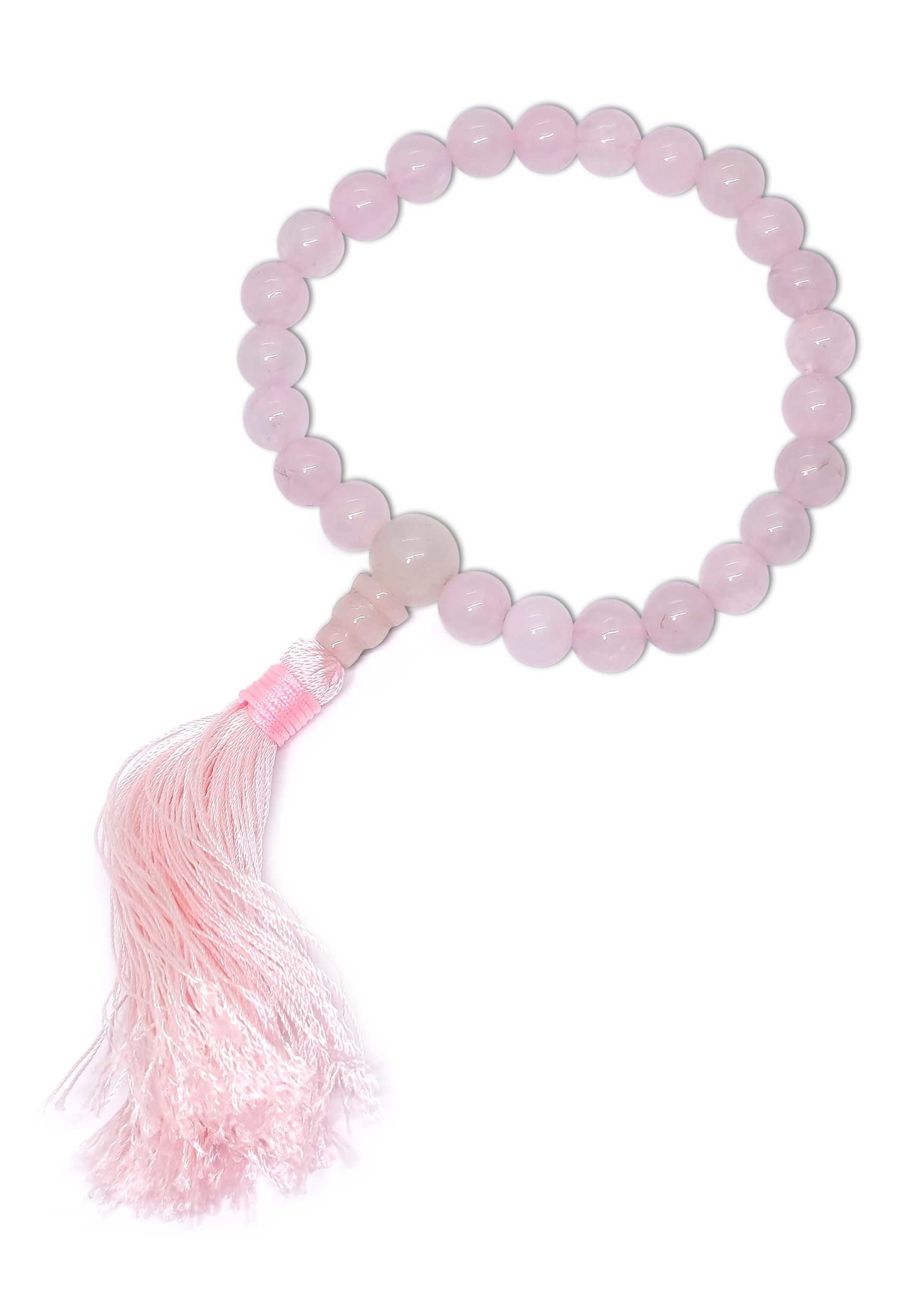 Bracciale Mala da polso in quarzo rosa, estensibile