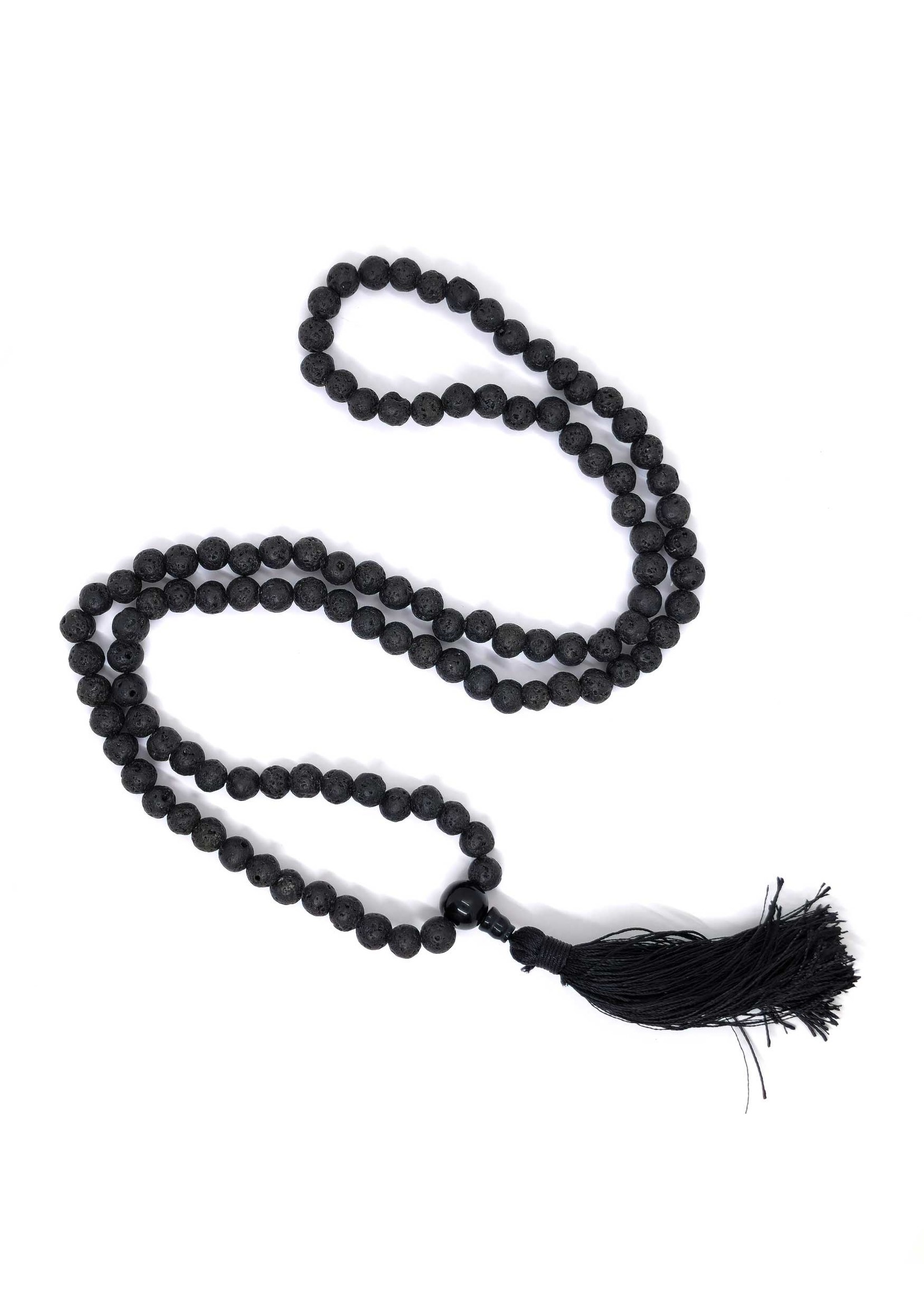 Tibetan Prayer Beads Lava Stone Mala with Tassel