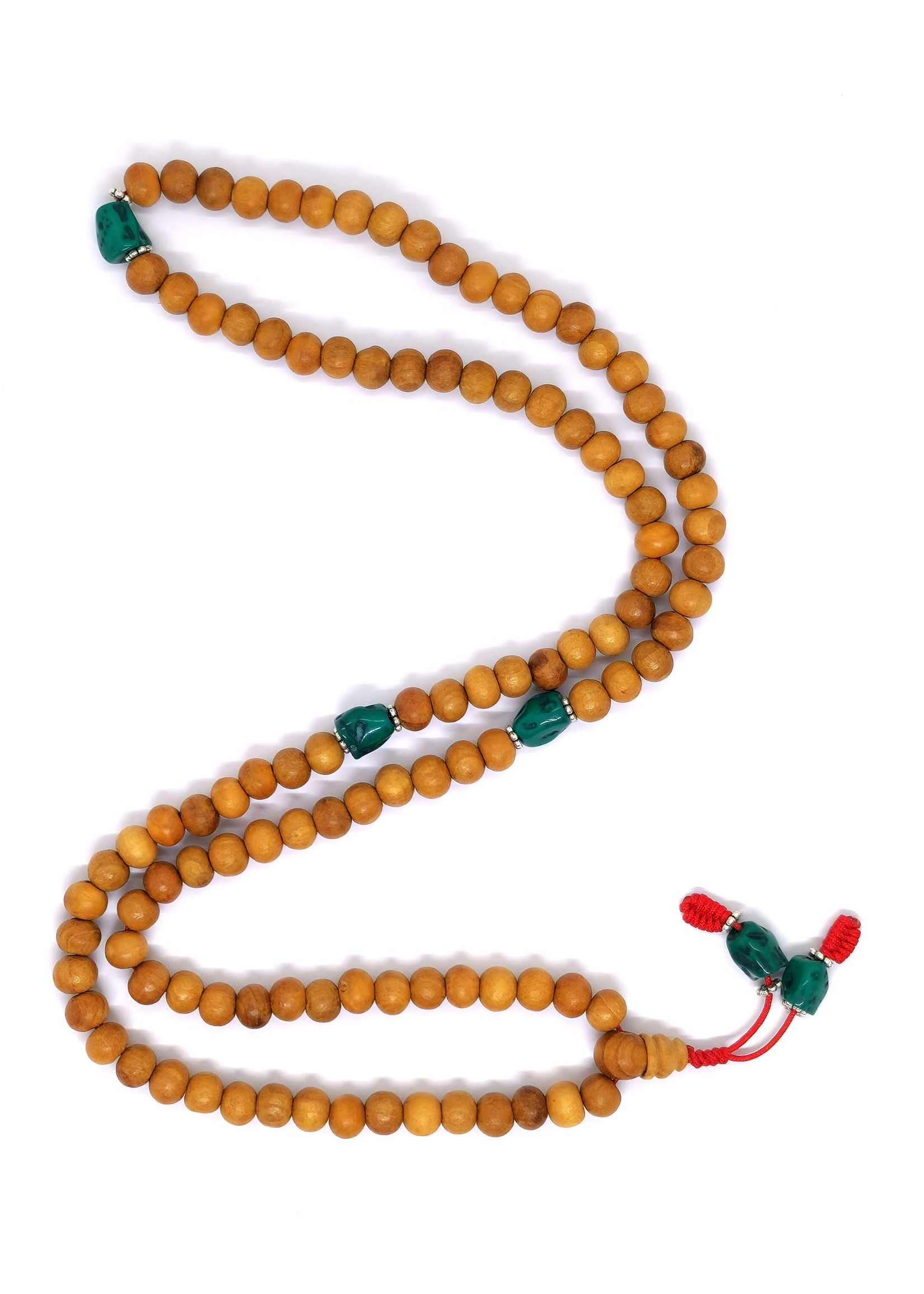 Perles de prière tibétaines Japa Mala en bois naturel