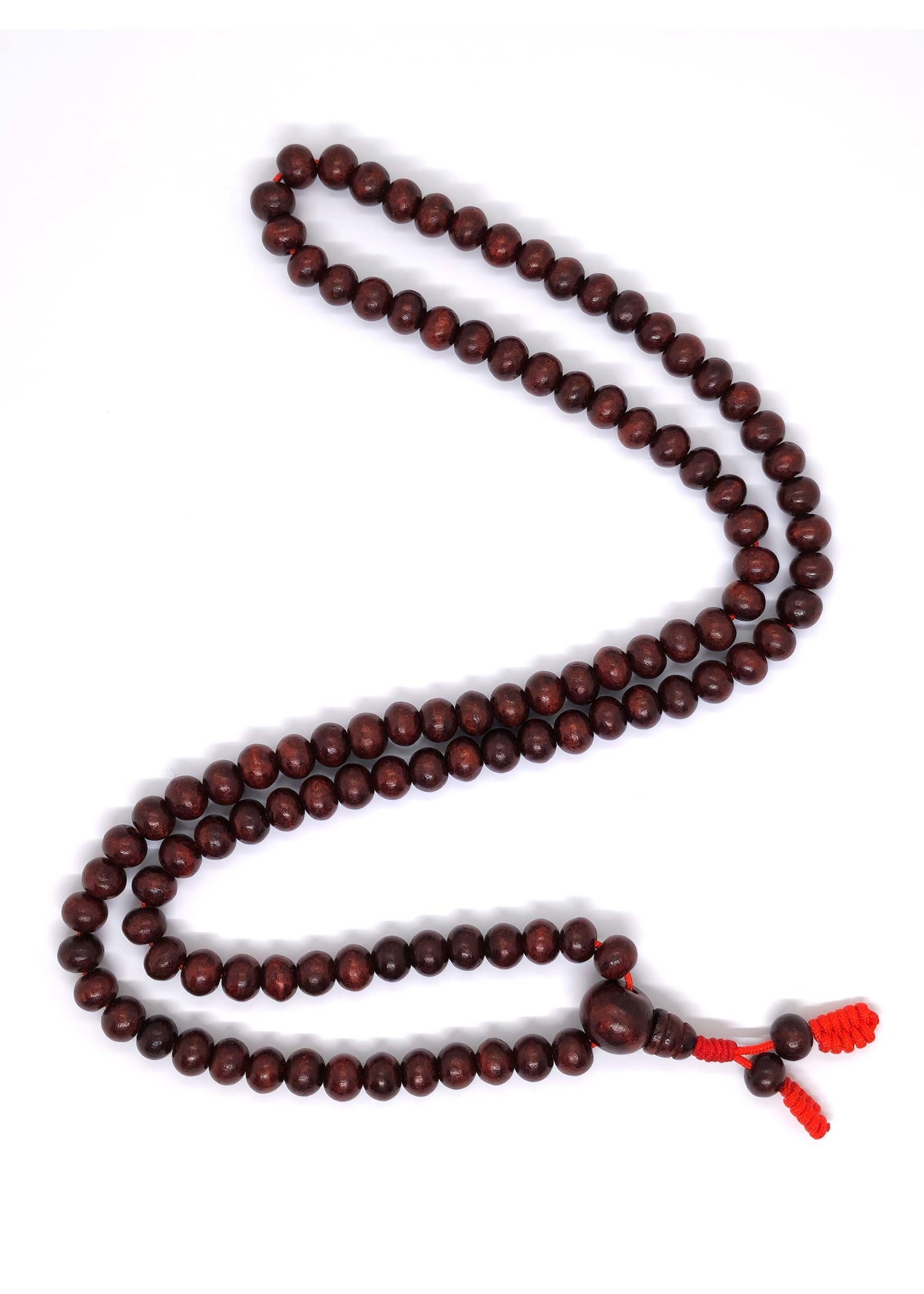 Perles de prière tibétaines Japa Mala en bois rouge