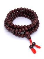 Perles de prière tibétaines Japa Mala en bois rouge