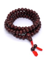 Perline di preghiera tibetane in legno rosso Japa Mala