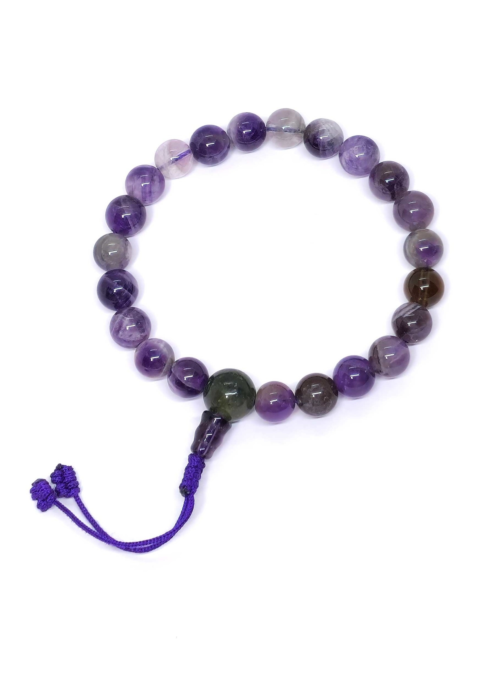 Tibetan Wristband Mala Amethyst Stone Beads