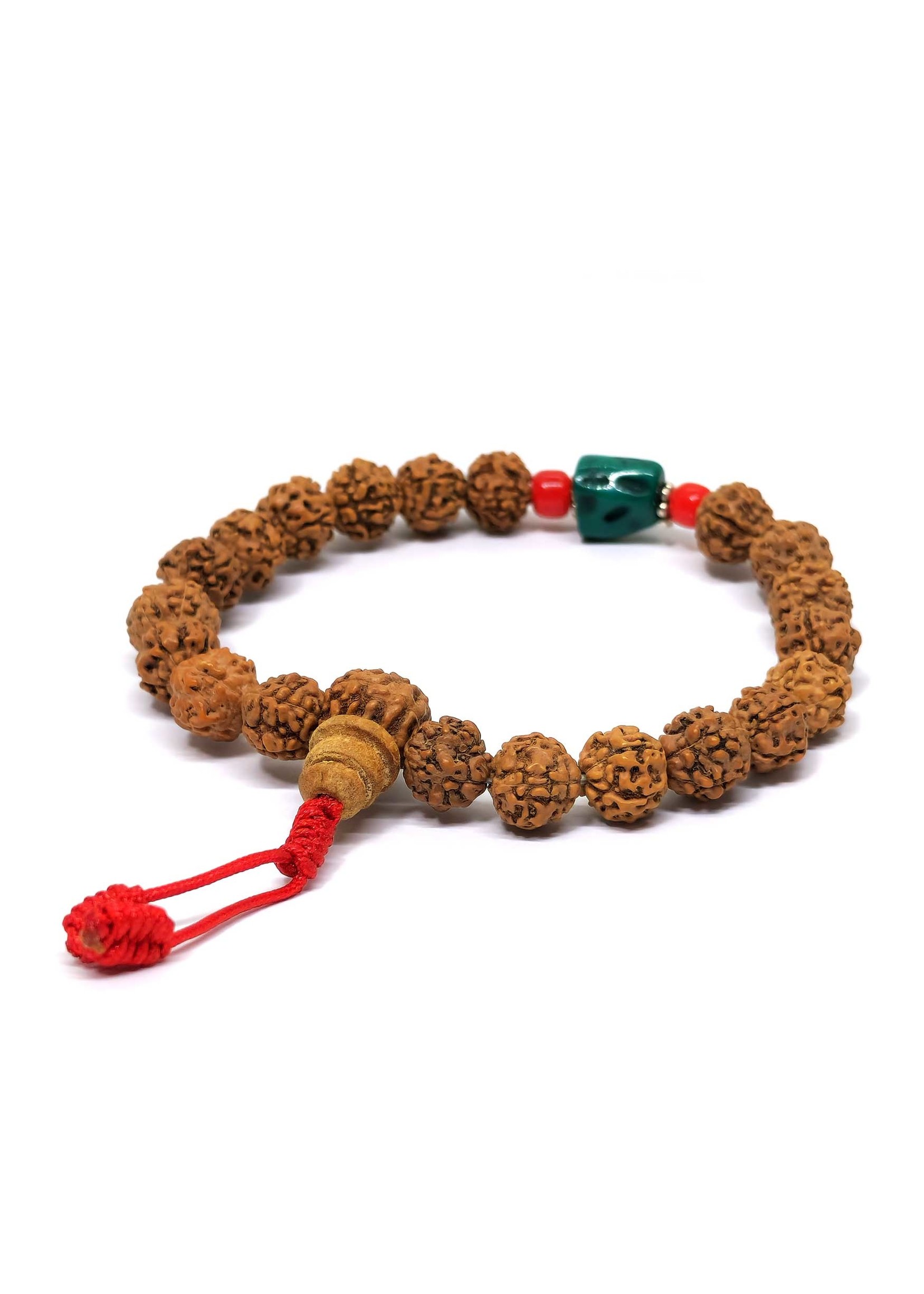 Rudraksha Bracelet Mala Turquoise, extensible