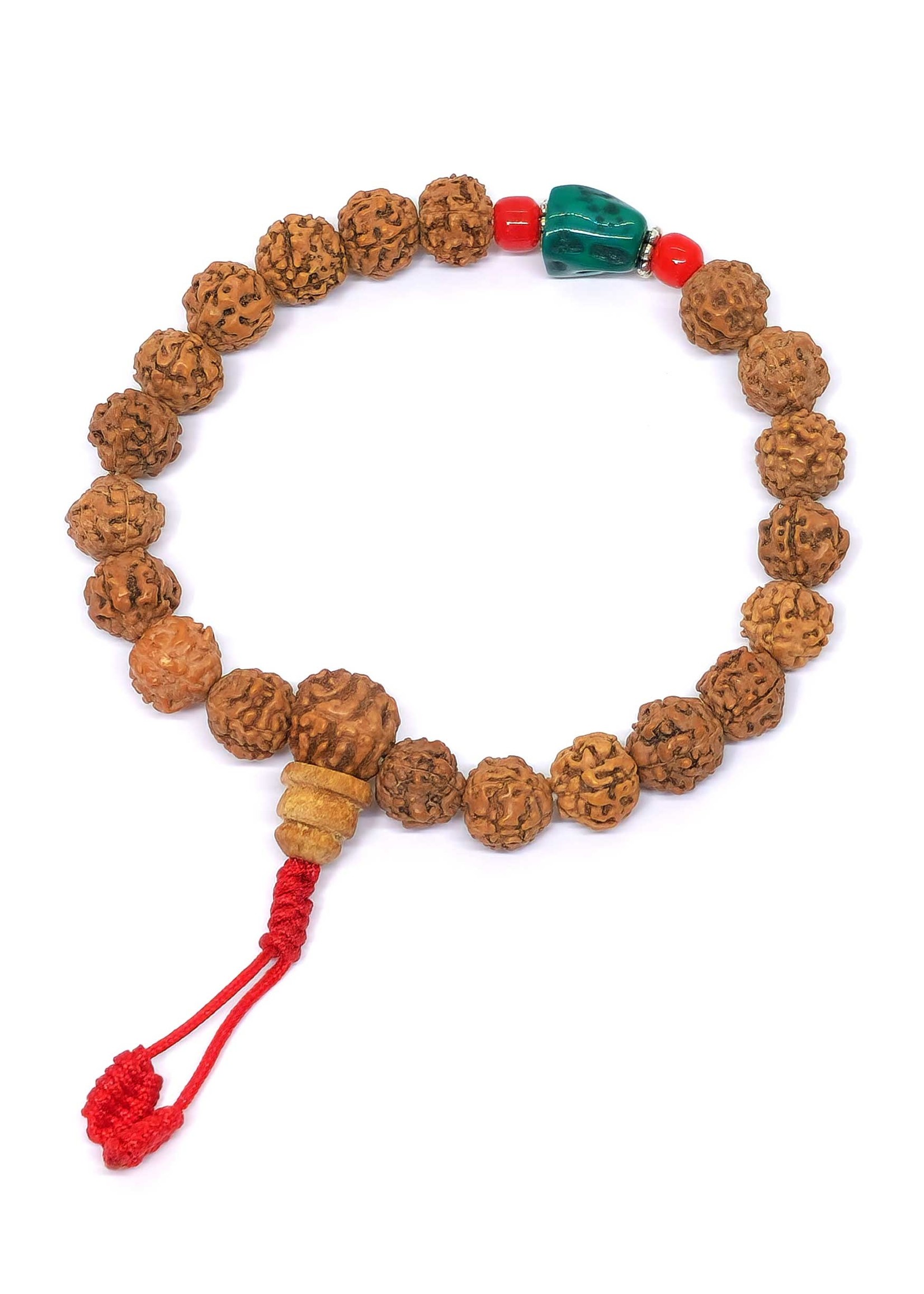 Rudraksha Bracelet Mala Turquoise, extensible