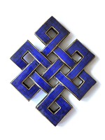 Tibetan Wall Hanging, Handcrafted Endless Knot, Wood & Lapis