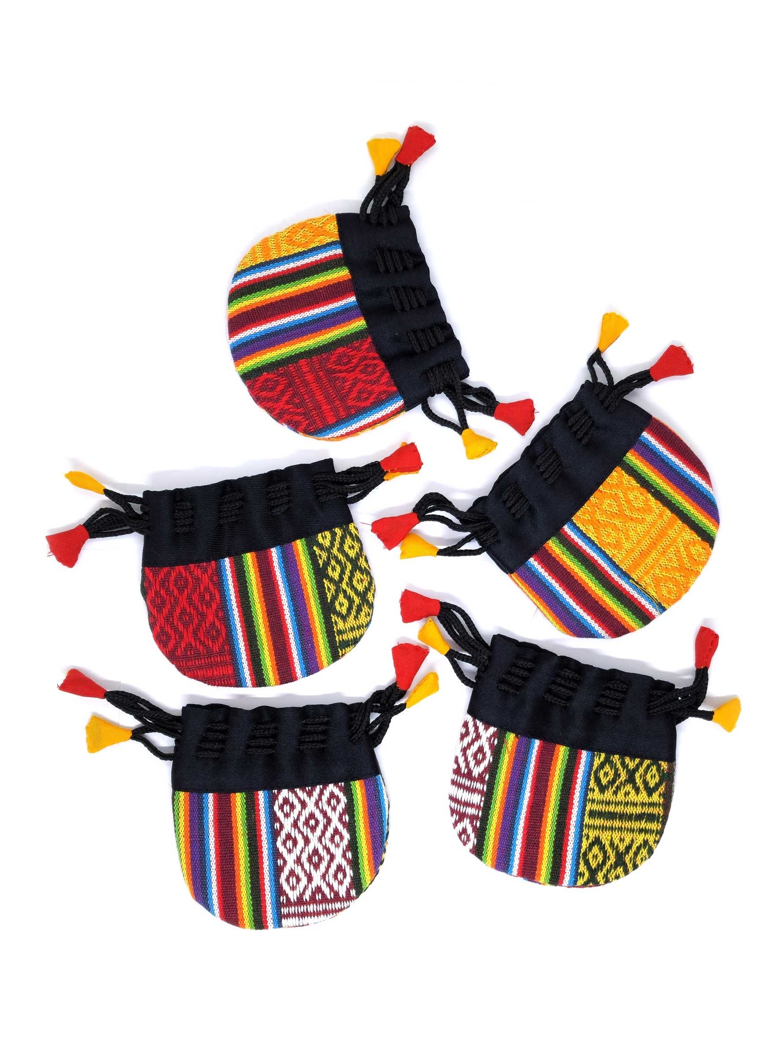 Mini sac en tissu tibétain avec cordon de serrage 