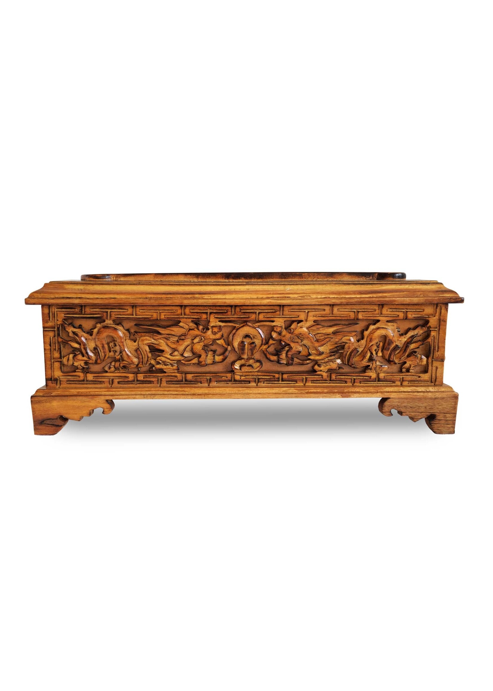 Portaincenso tibetano in legno con intagli a mano tibetani