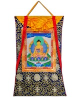 Thangka tibetano Shakyamuni Buddha 80 x 55 cm, blu