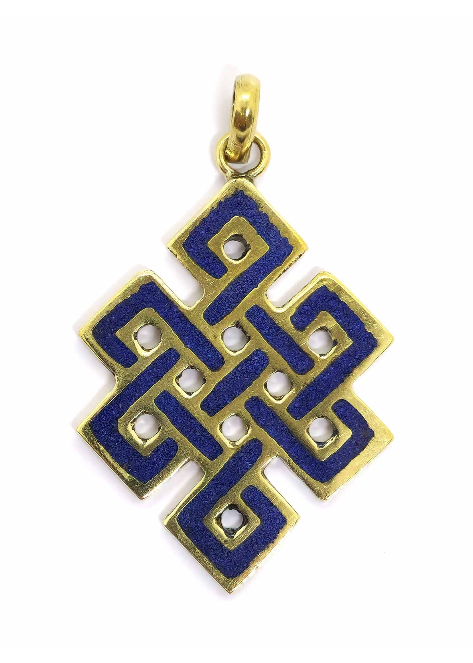 Pendentif noeud sans fin en laiton et lapis