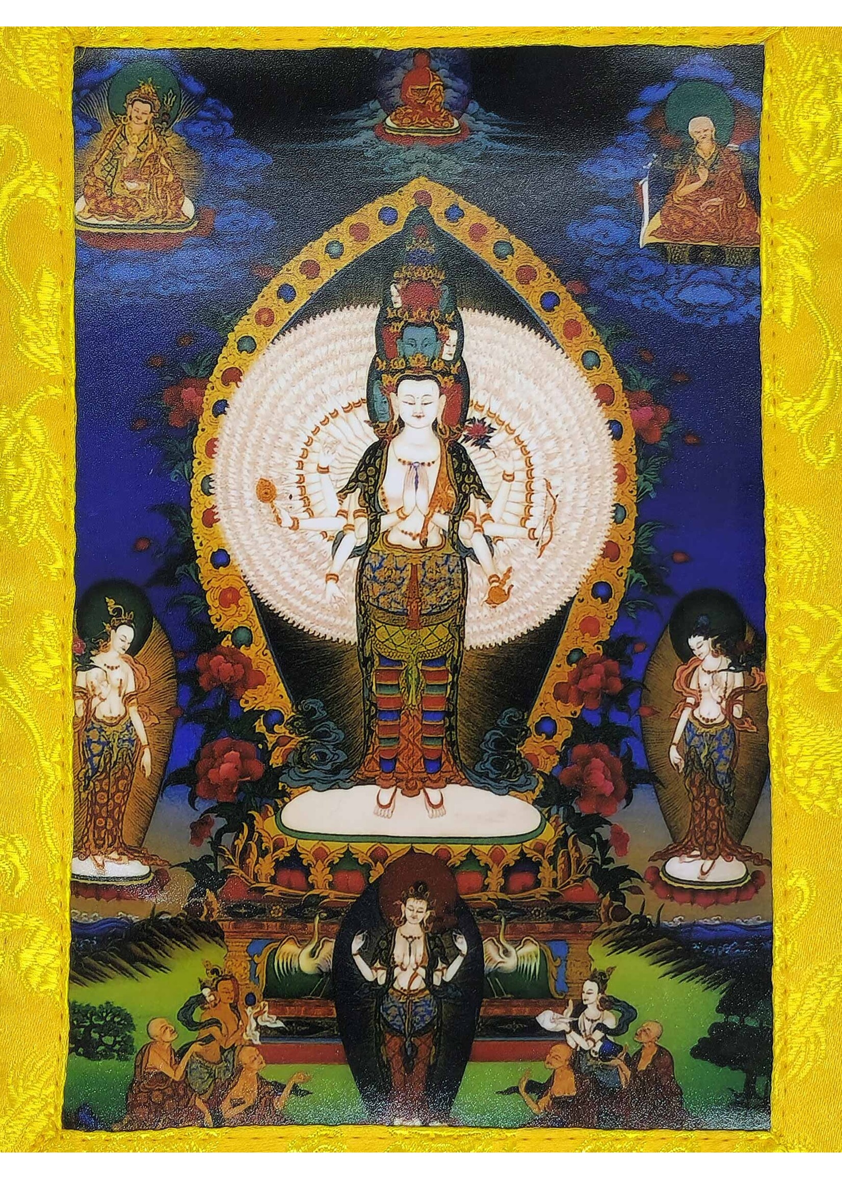 Thangka tibétain Chenrezig aux mille bras et aux mille yeux