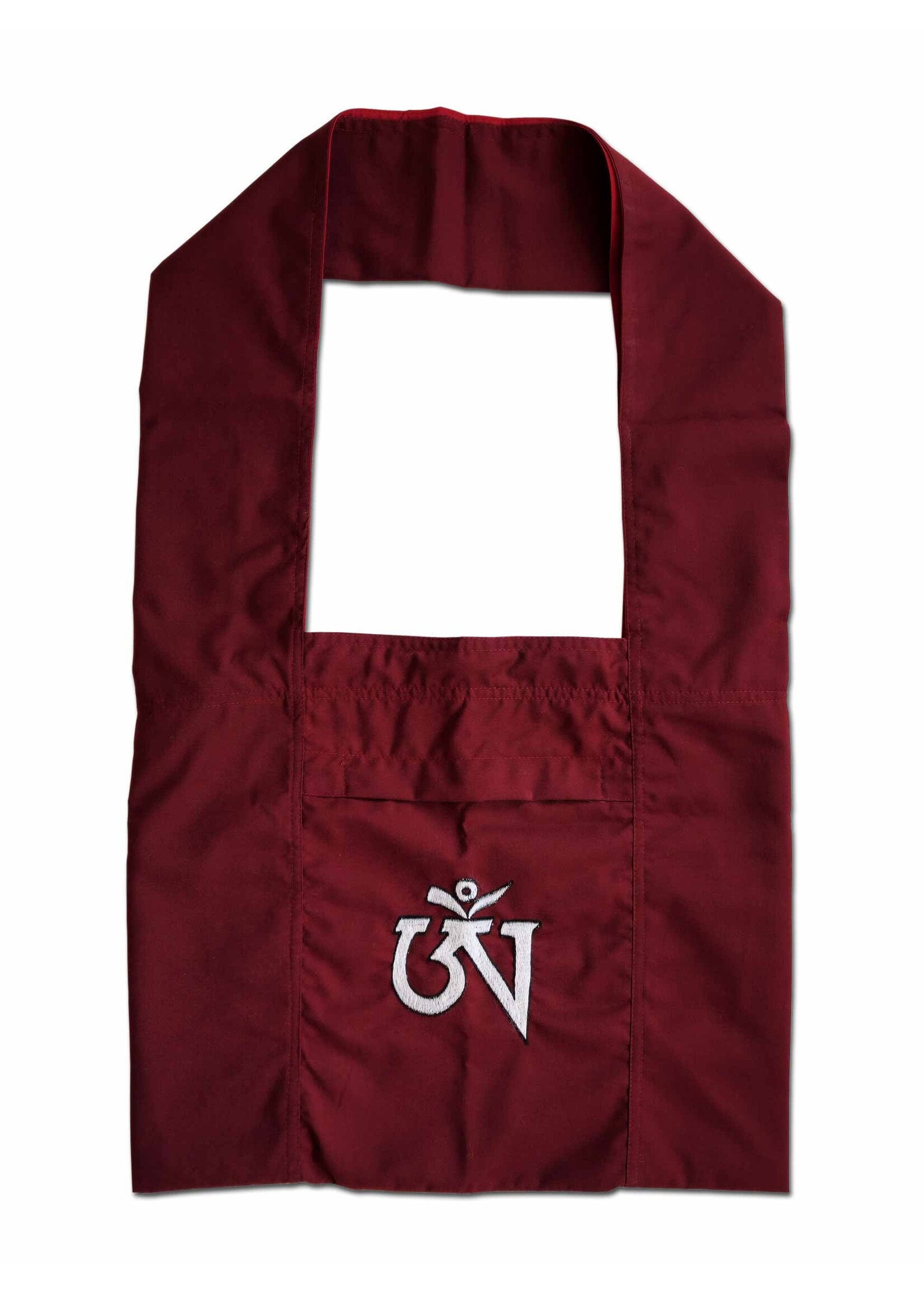 Tibetan Monk Bag with Embroidery "Om", Maroon