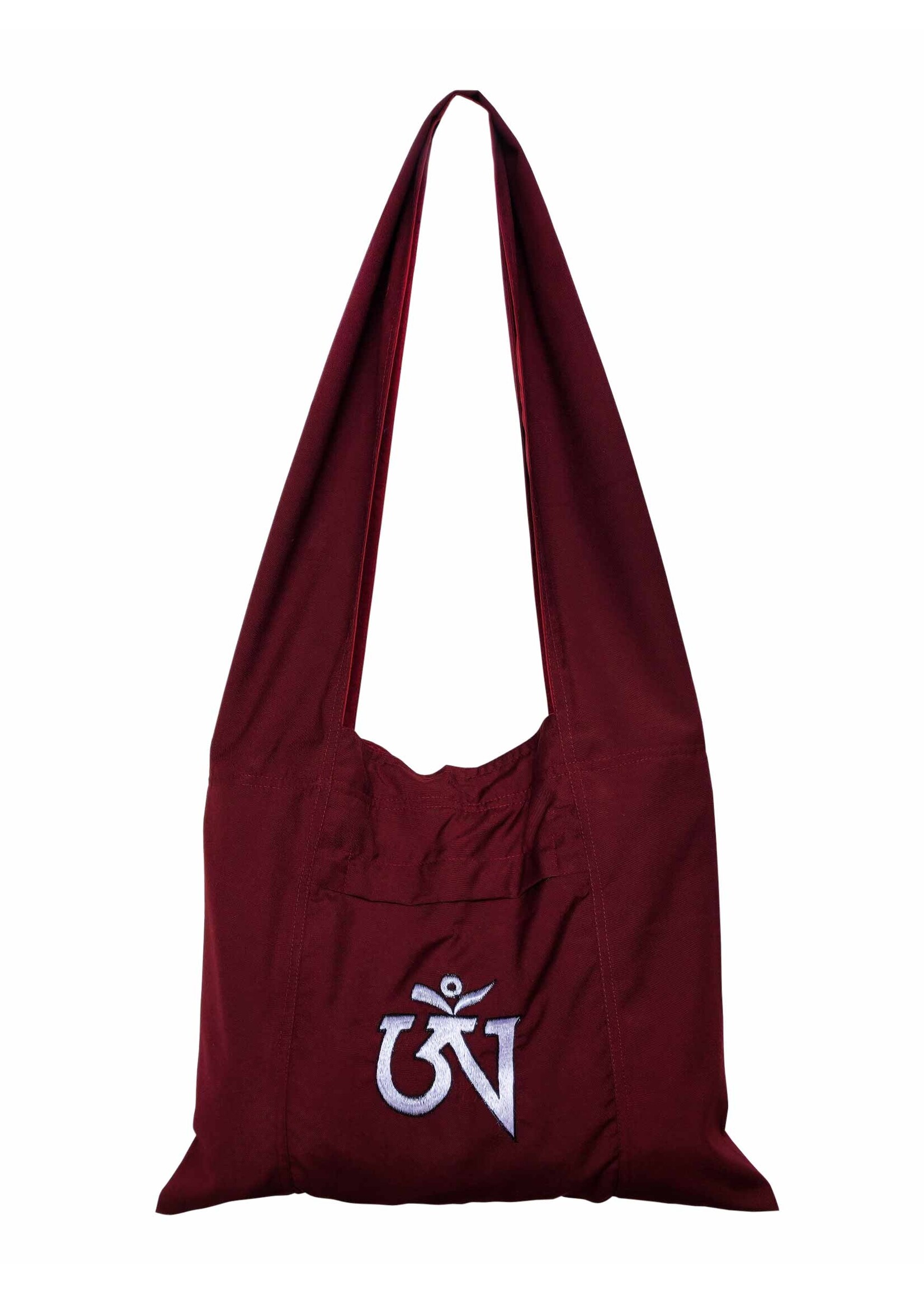Tibetan Monk Bag with Embroidery "Om", Maroon
