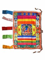 Bandiera tibetana verticale di preghiera Buddha della Medicina