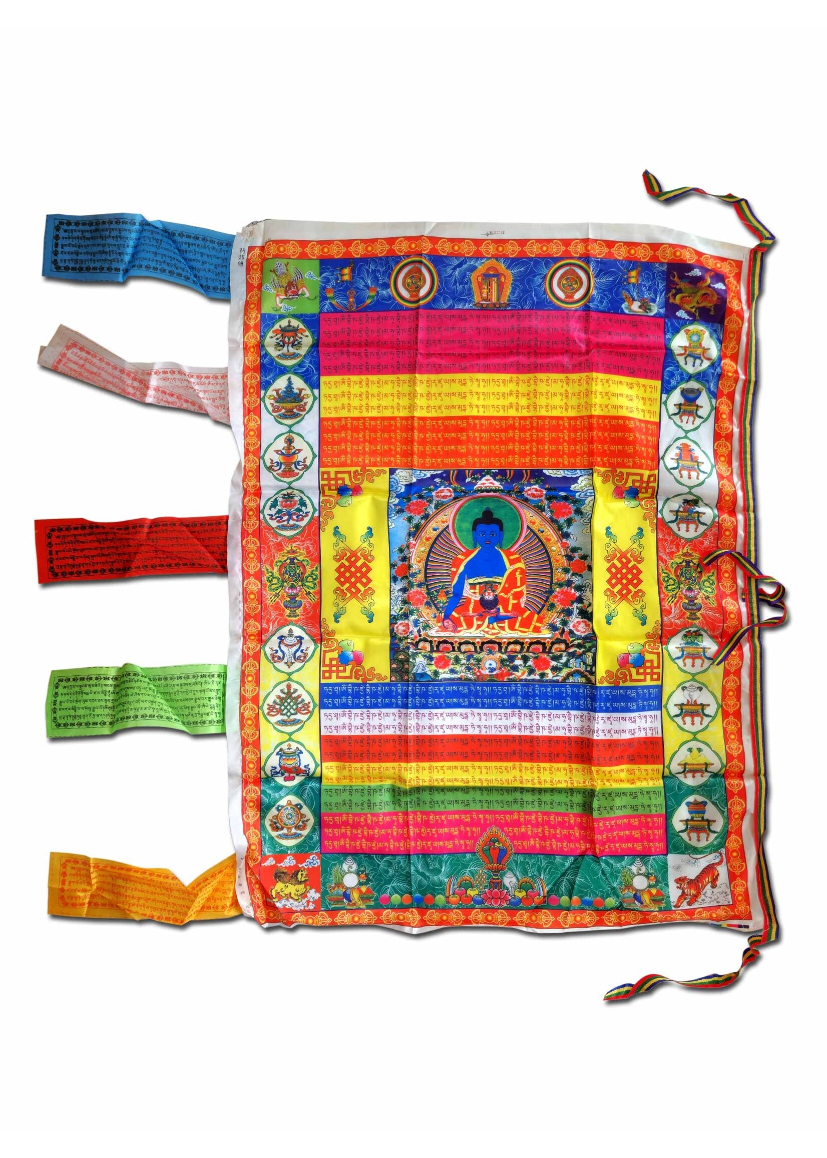 Drapeau de prière tibétain vertical Bouddha de la médecine