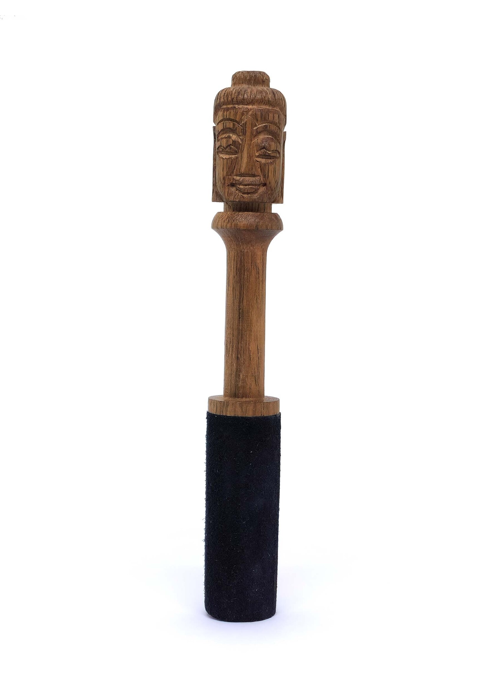 Wooden Mallet For Singing Bowls With Hand Carved Buddha