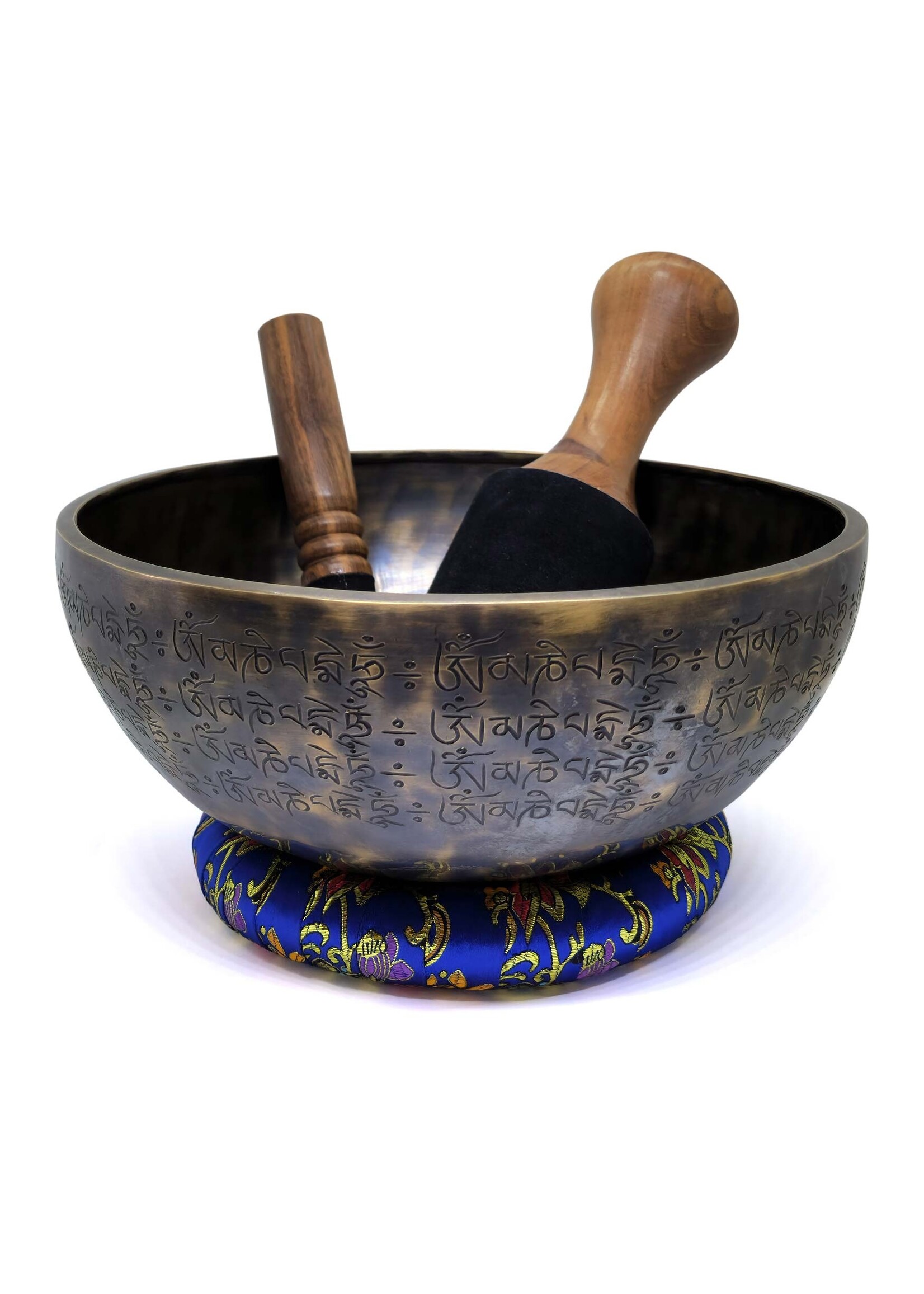 Handmade Tibetan Singing Bowl, Mantra and Buddha engraved, Ø 24 - 26 cm, 1.5 - 2 kg