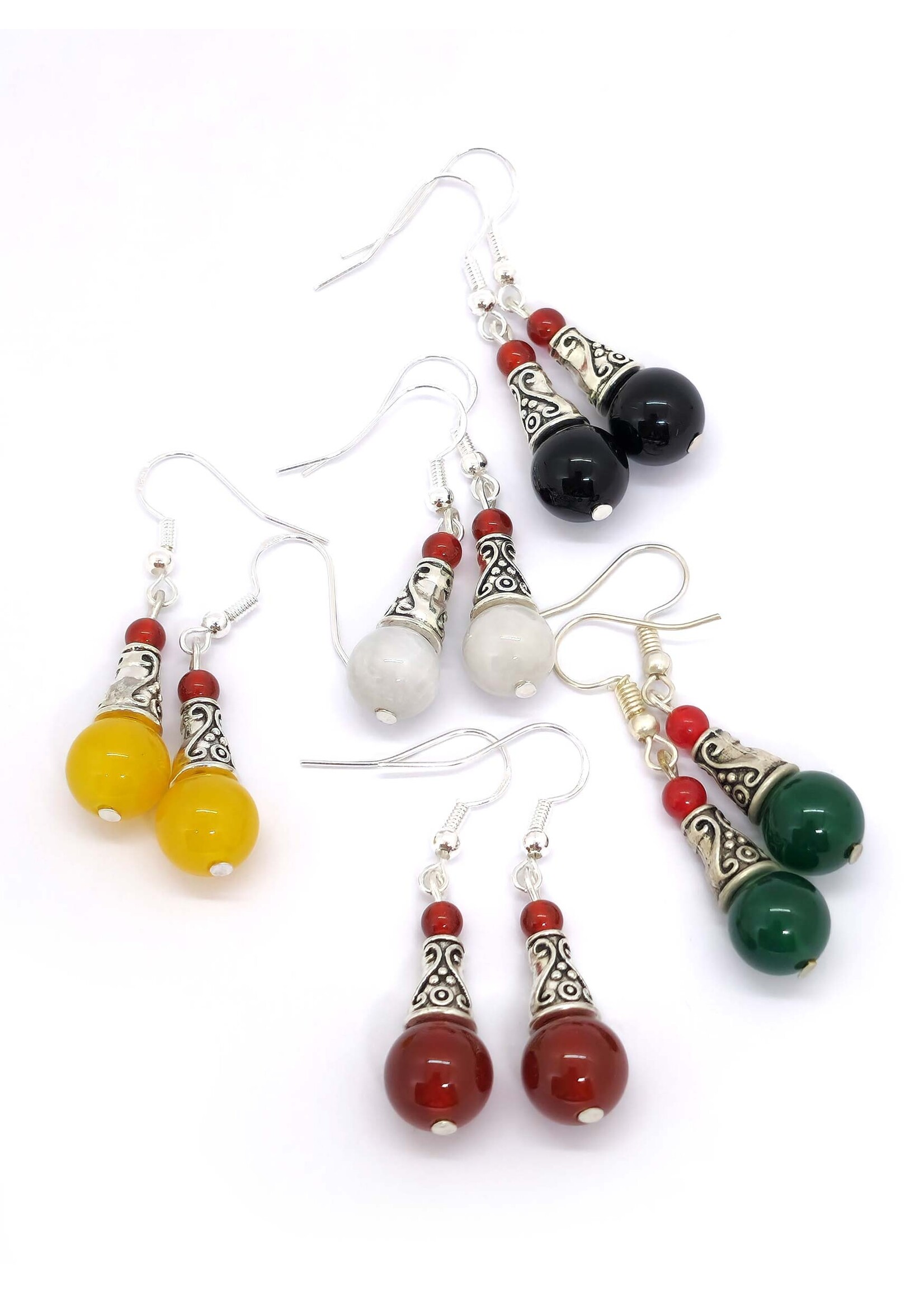 Boucles d'oreilles tibétaines vintage perles en forme de goutte