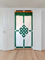 Rideau de porte tibétain, nœuds sans fin, blanc/vert