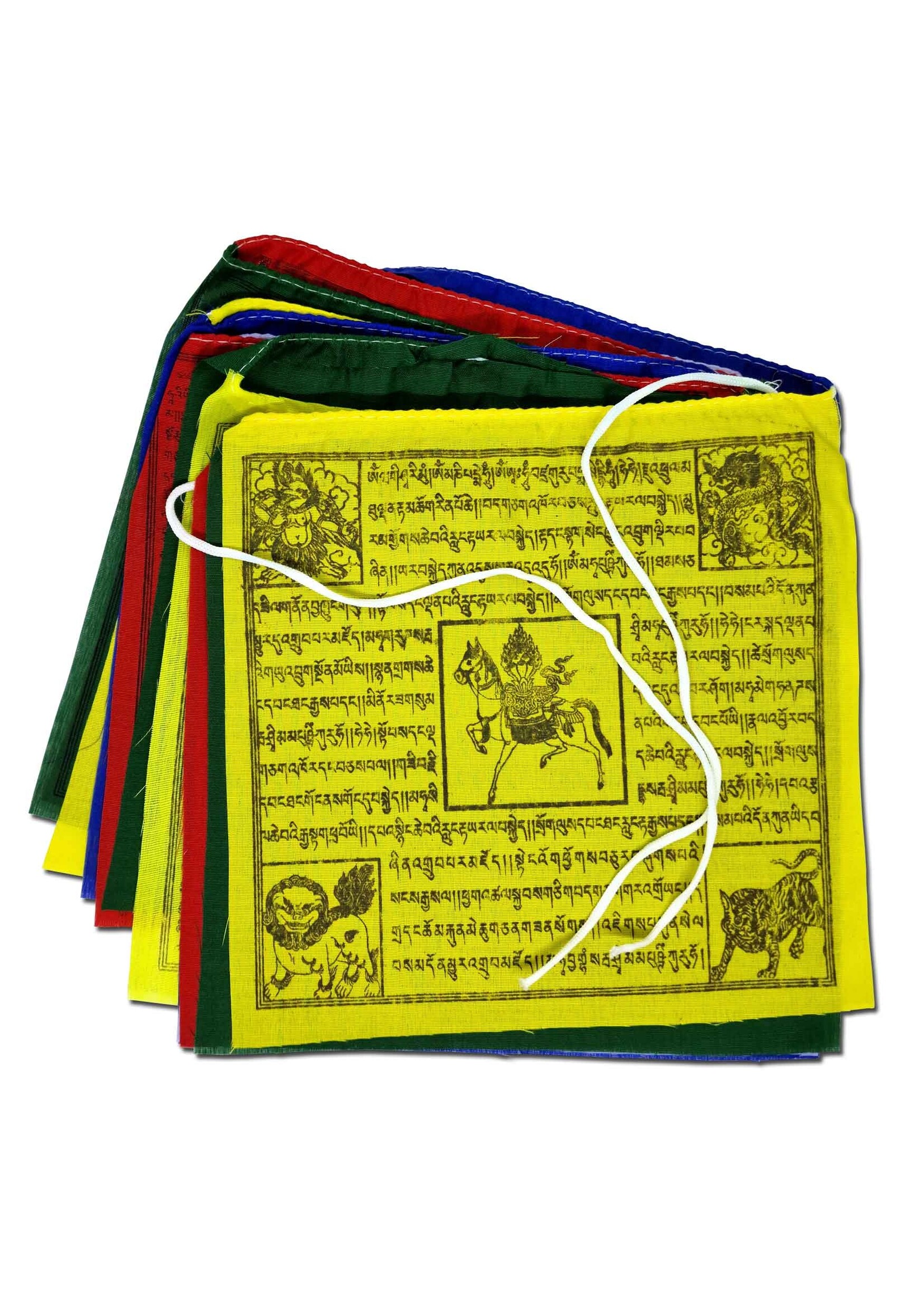 Drapeaux de prières tibétains en coton 26 x 24 cm, 3.7 mètres