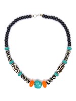 Collier de perles Dzi avec turquoise