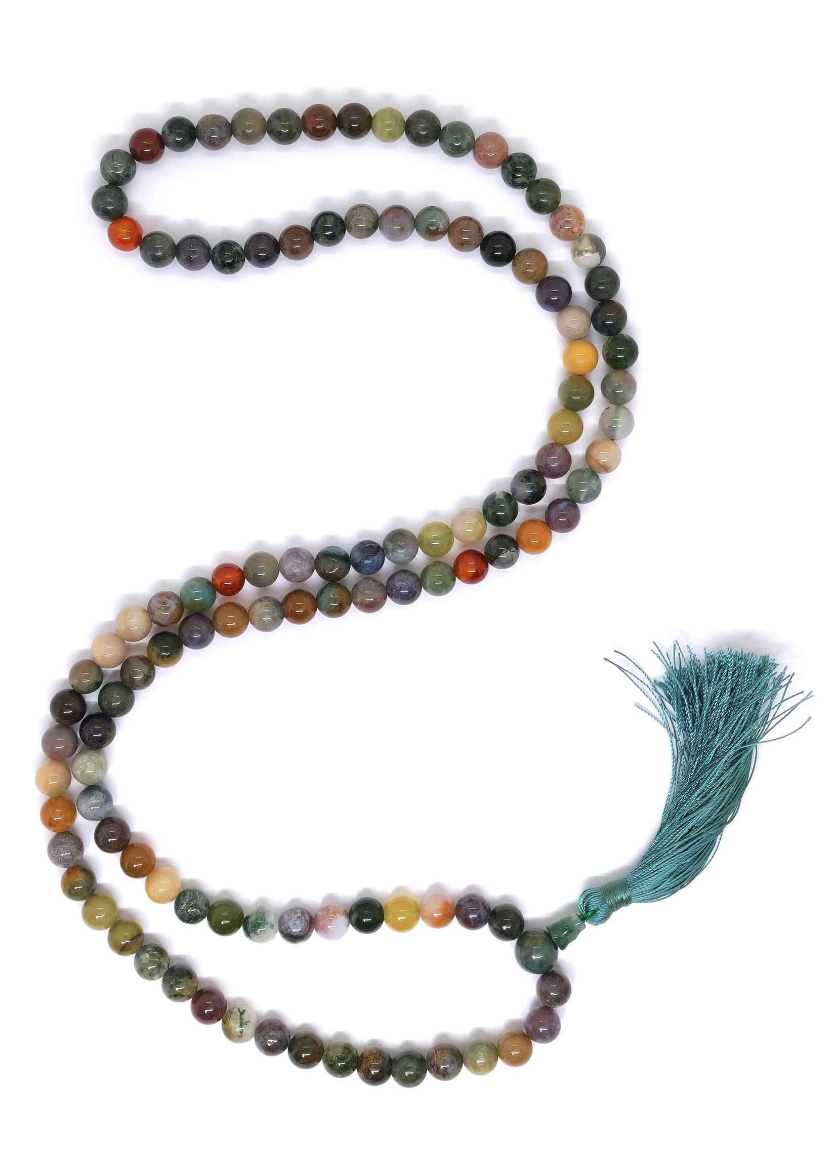 Tibetan Prayer Beads Japa Mala Mixed Agate Stones, with Tassel