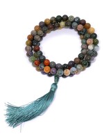 Perline di preghiera tibetane con nappina - pietre d'agata miste Japa Mala
